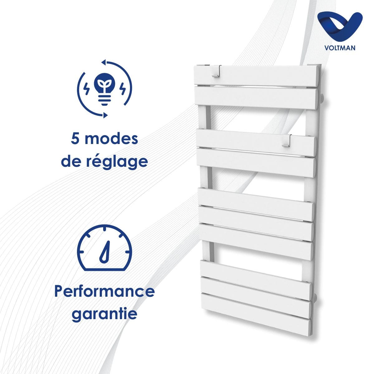 Chauffage sèche-serviette 500W - inertie sèche - blanc - Voltman