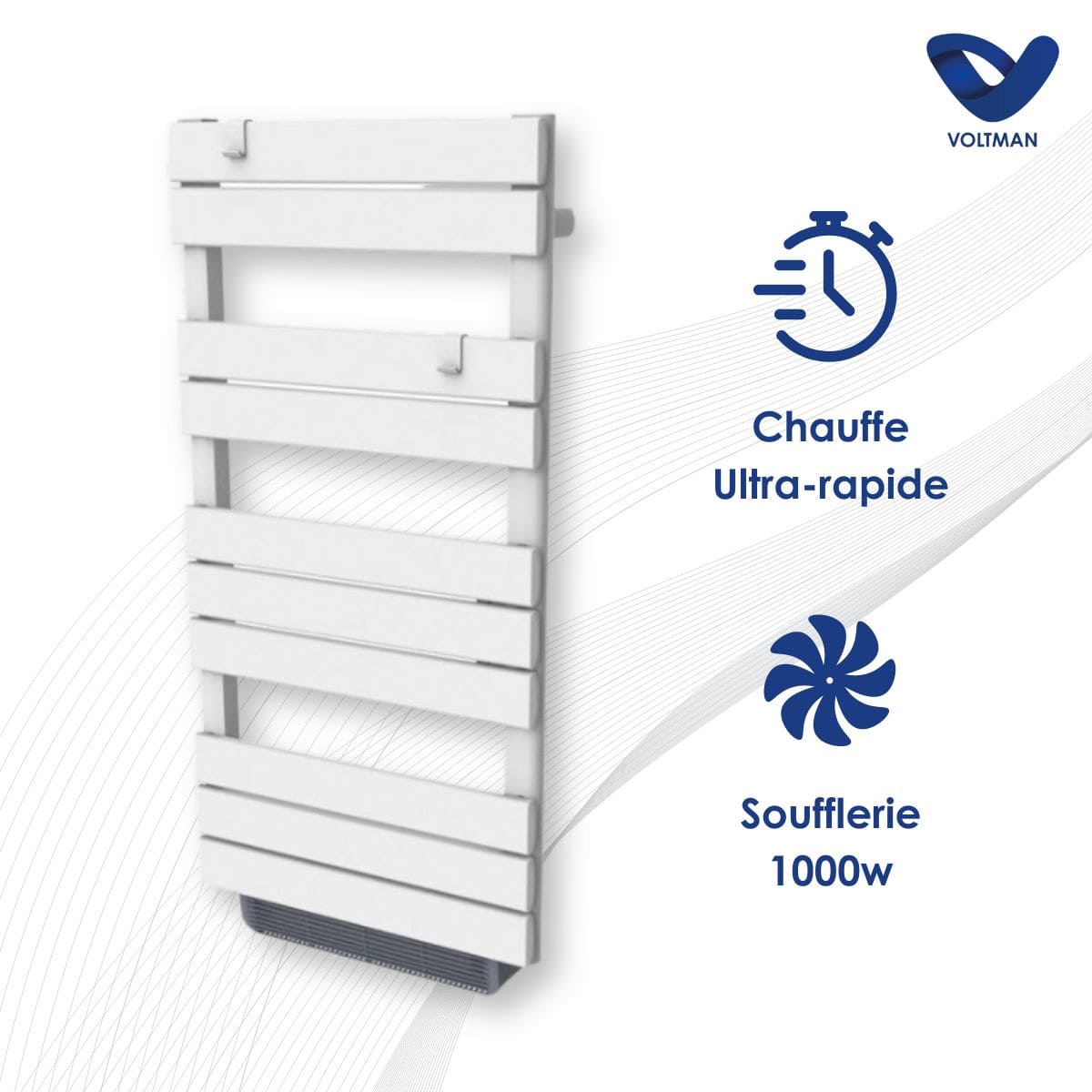 Radiateur sèche-serviette Sec Barres Plates 500 + 1000W - VOLTMAN