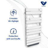 Chauffage sèche-serviette inertie sèche - 500W + soufflerie 1000W - blanc - Voltman