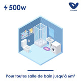 Chauffage sèche-serviette inertie sèche - 500W + soufflerie 1000W - blanc - Voltman