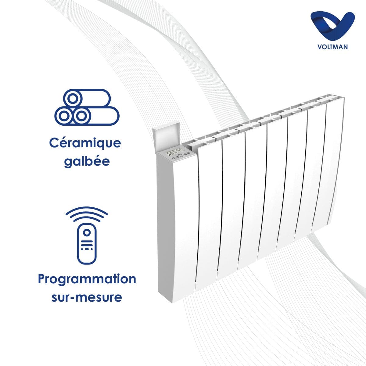 Radiateur électrique fixe céramique - Inertie Sèche - Écran LCD - Programmation digitale - Manao - Voltman