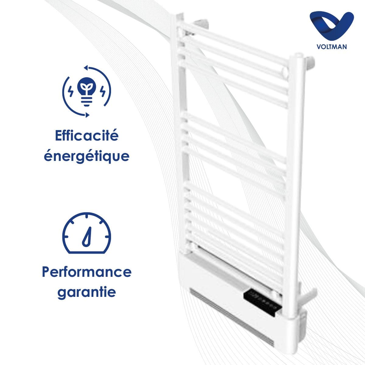 Chauffage sèche-serviettes inertie fluide Liza - 500W + 1000W - blanc - Voltman