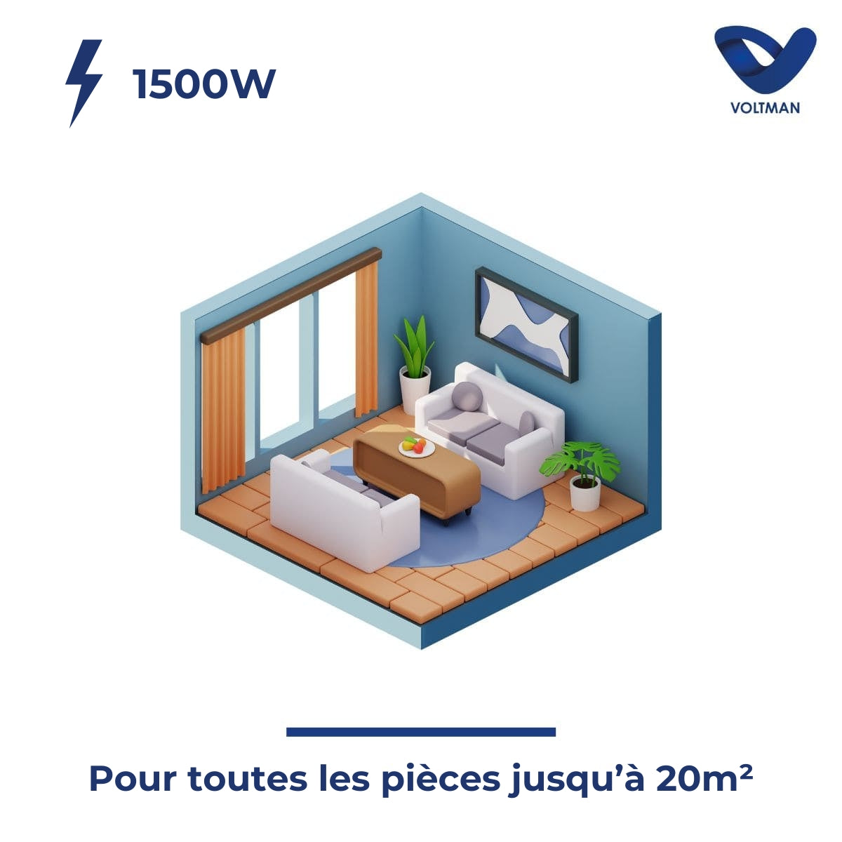 Radiateur connecté wifi inertie sèche en fonte de 750 à 2000W - Voltman