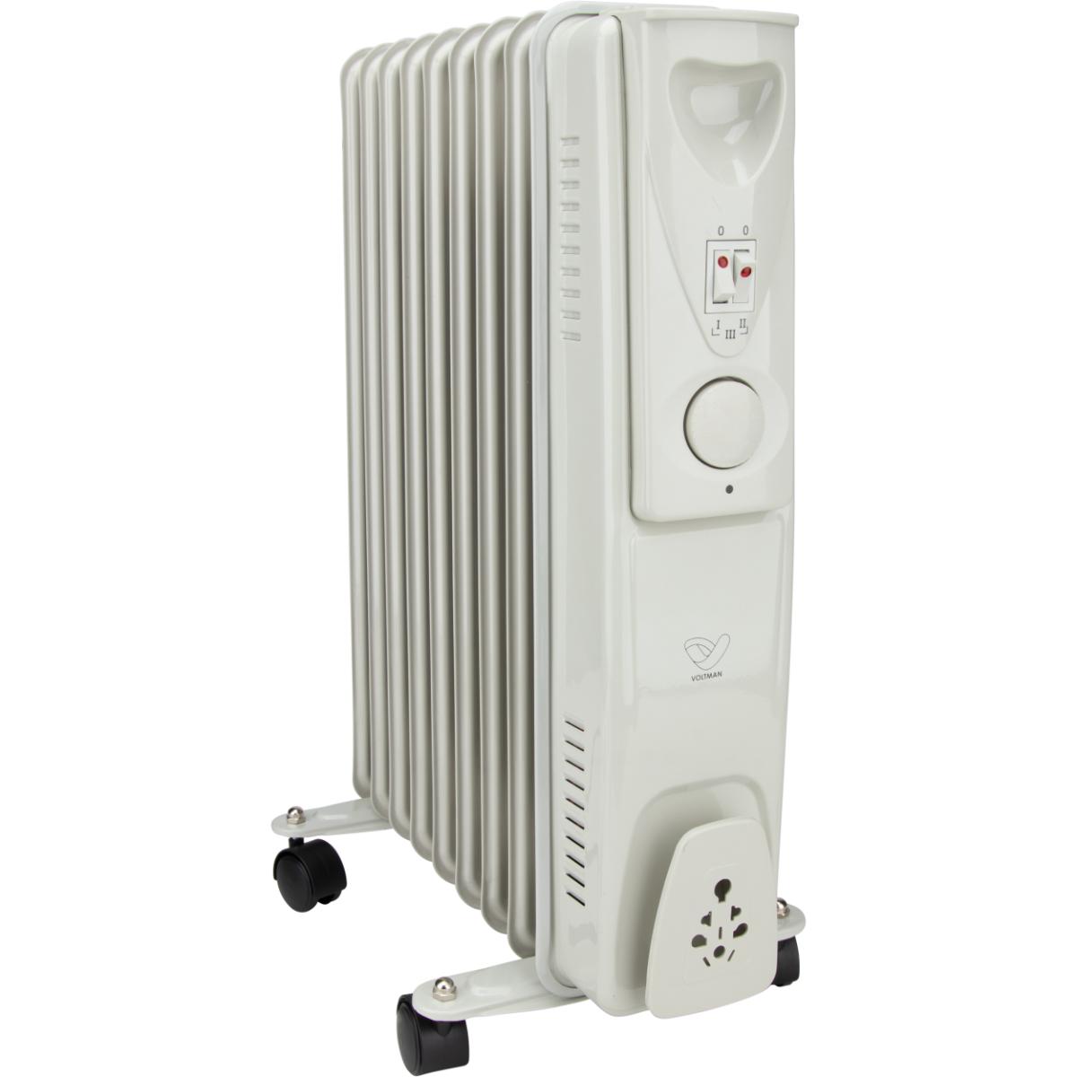 Radiateur mobile bain d'huile 1000 à 2500W - blanc - Voltman