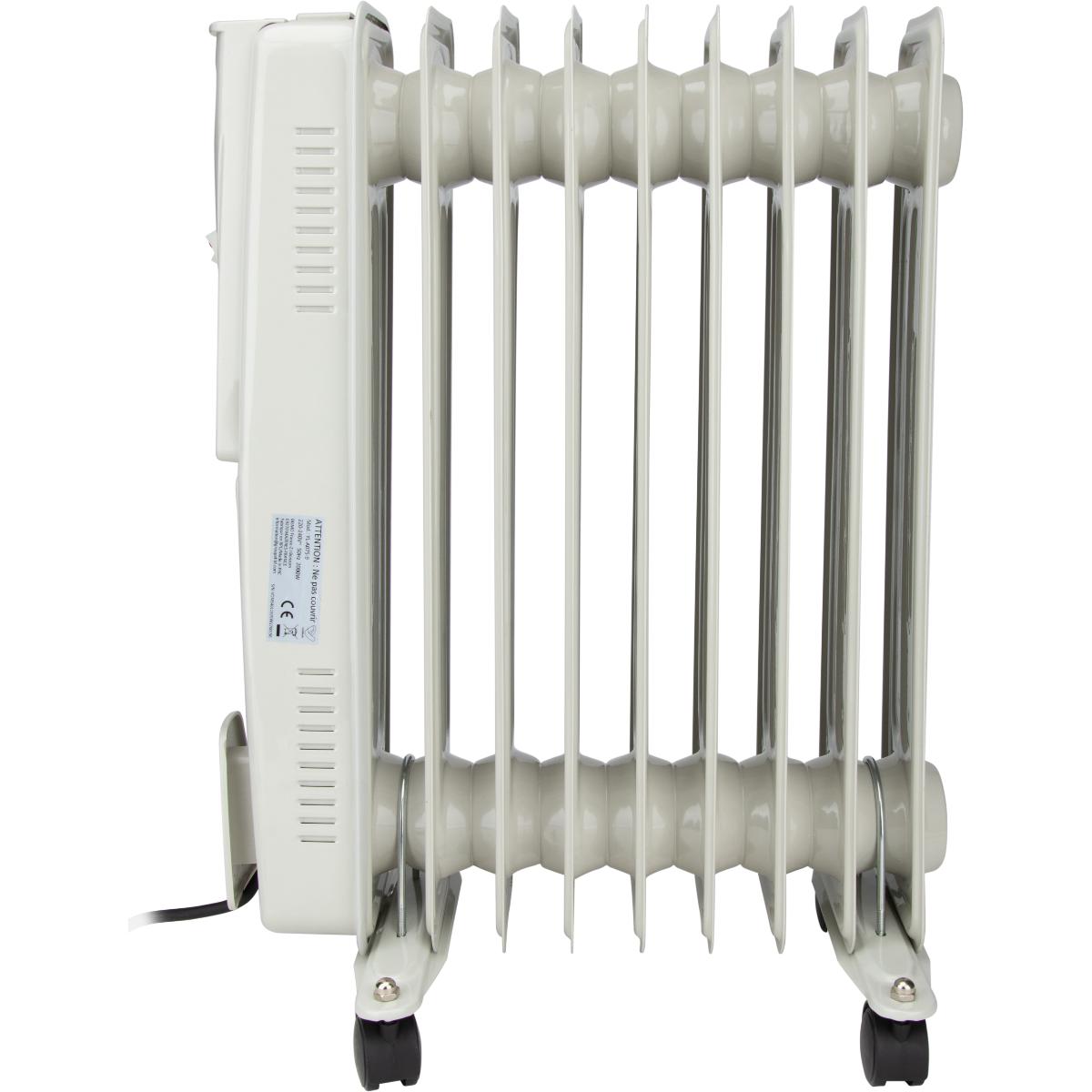 Radiateur bain d'huile Mobioil 1000W à 2500W - 3 niveaux de chauffe - blanc - Voltman