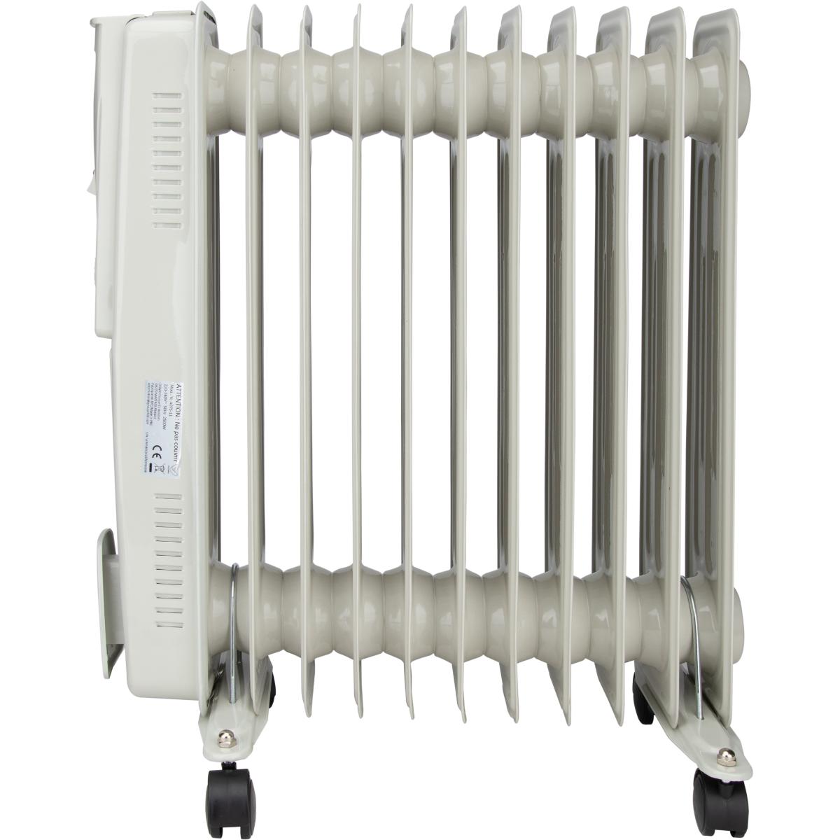 Radiateur bain d'huile Mobioil 1000W à 2500W - 3 niveaux de chauffe - blanc - Voltman