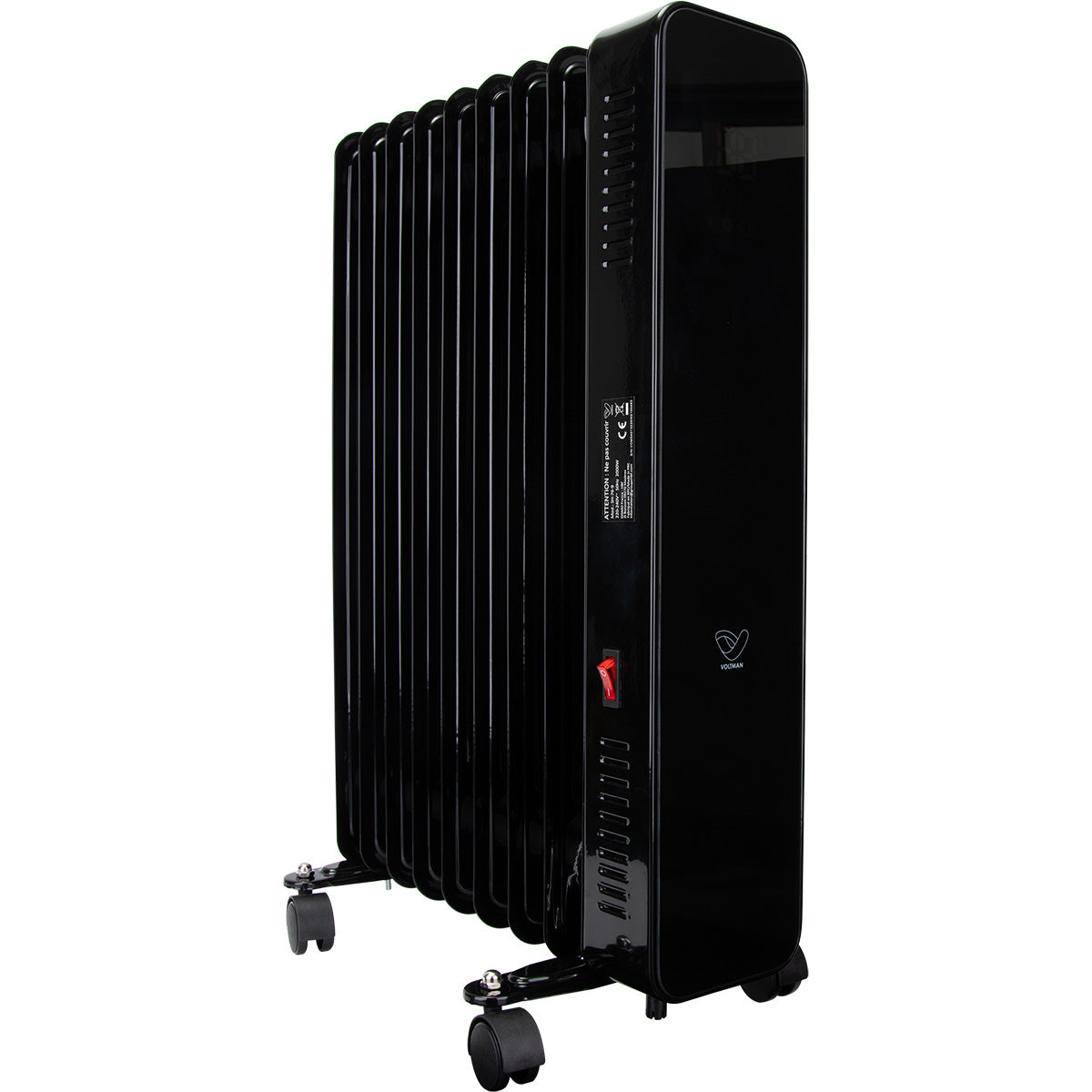 Radiateur mobile à bain d'huile CosyOil 1000/2000W - verre trempé - Voltman