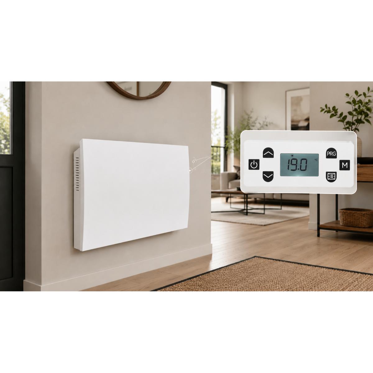 Radiateur Ceramia Connect Wifi 1000W à 2000W - façade acier - blanc - Voltman
