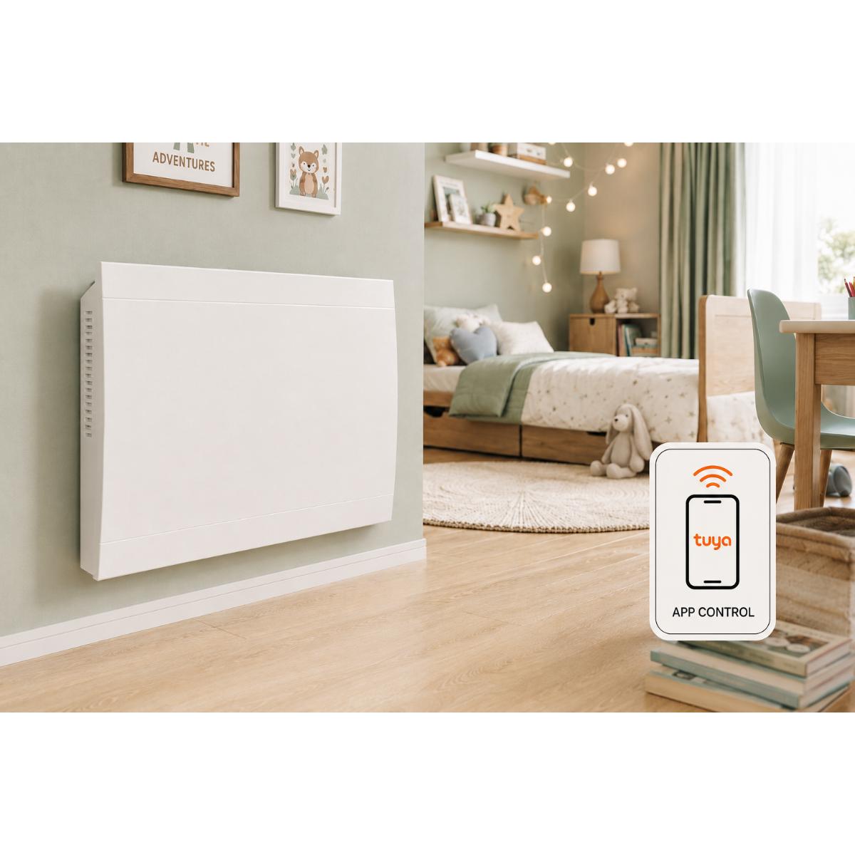 Radiateur Fontea Connect Wifi 1000W à 2000W - façade acier - blanc - Voltman