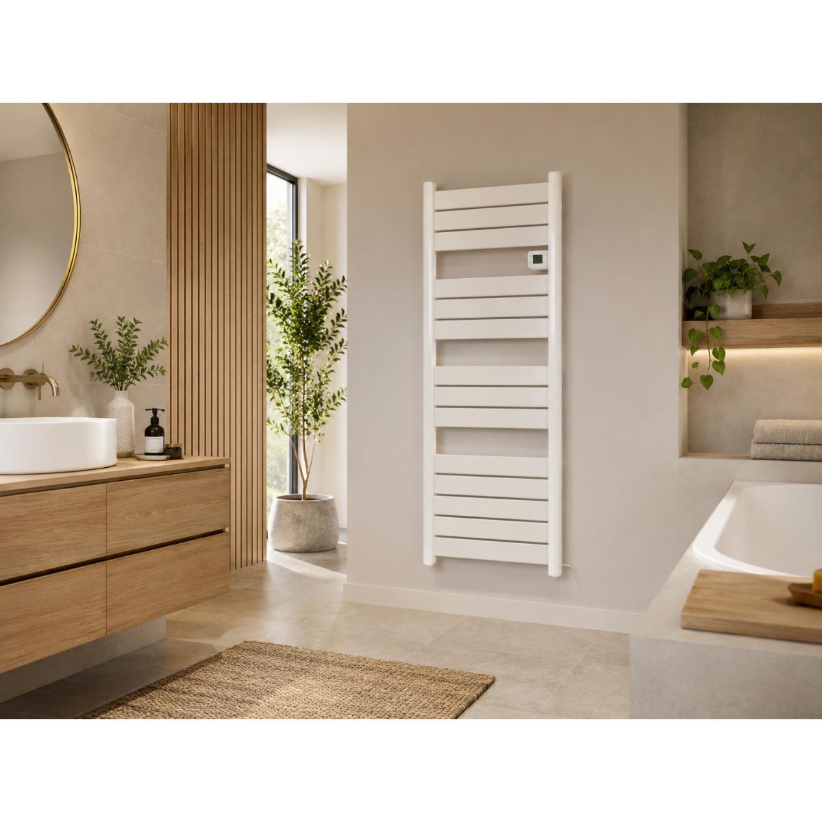 Sèche serviette aluminium 500/750/1500W barres plates - blanc - Voltman