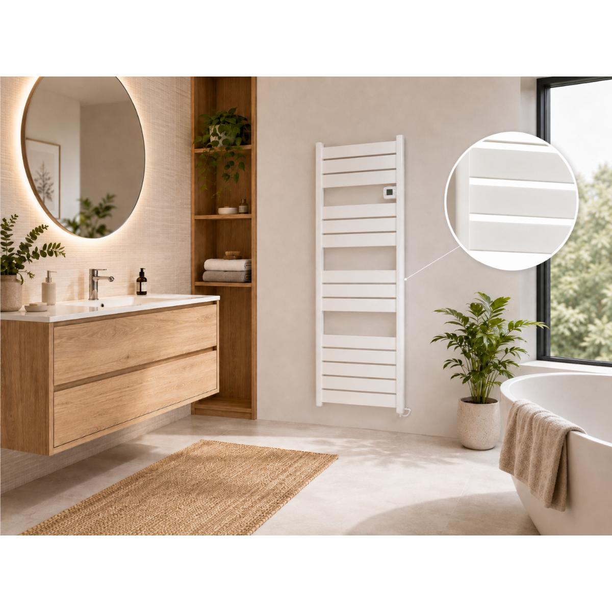 Sèche serviette aluminium 500/750/1500W barres plates - blanc - Voltman