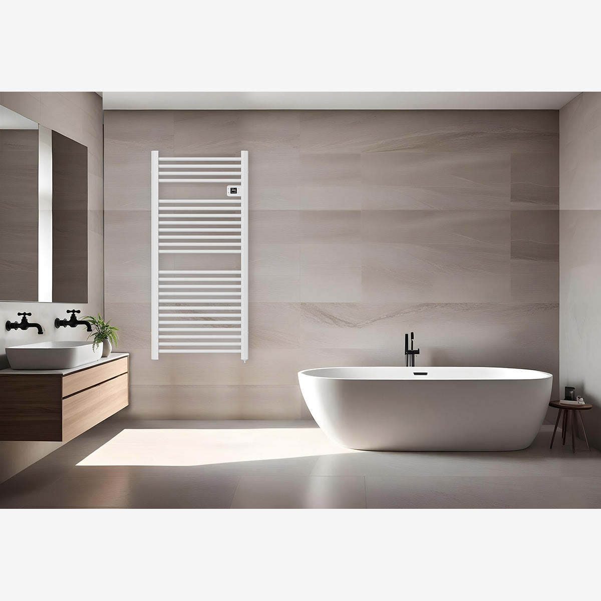 Sèche serviette aluminium 500/750/1500W barres rondes - blanc - Voltman