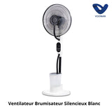 Ventilateur Brumisateur Silencieux et Oscillant - 75W - Blanc 40cm - 3 Vitesses - Voltman