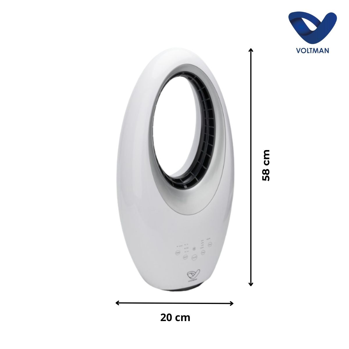 Ventilateur colonne blanc silencieux et oscillant - 50W - Télécommande 3 vitesses - Voltman