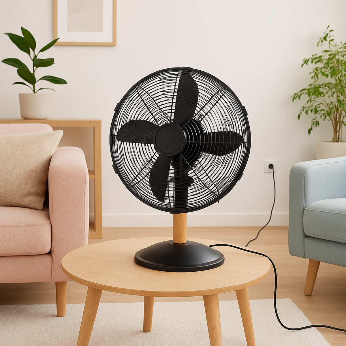 Ventilateur de table Noir Woody Ø30cm - Voltman