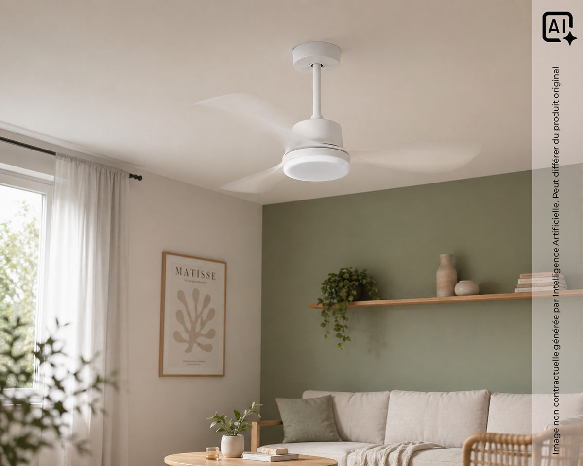 Ventilateur de plafond Ø95 cm blanc - Voltman