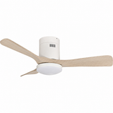 Ventilateur de plafond connecté + éclairage Ø105 cm - blanc et bois - Voltman