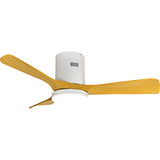 Ventilateur de plafond connecté + éclairage Ø105 cm - blanc et bois - Voltman