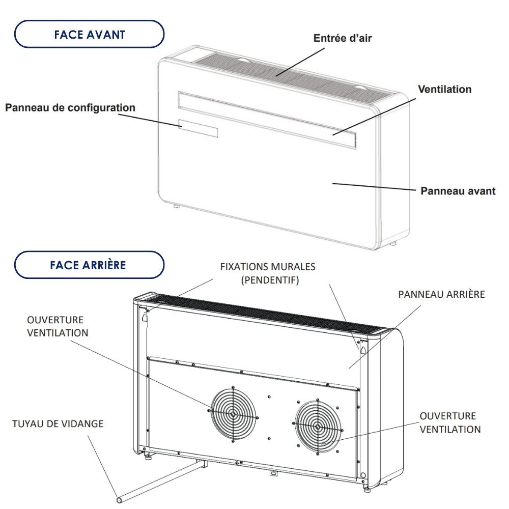 Pompe à chaleur Climatiseur Monobloc intérieur Wifi KUB-E+ 8000/10000/12000BTU - Voltman