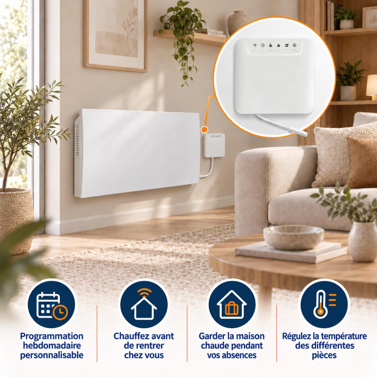 Thermostat électronique connecté WiFi - compatible réglementation 2030 - Voltman