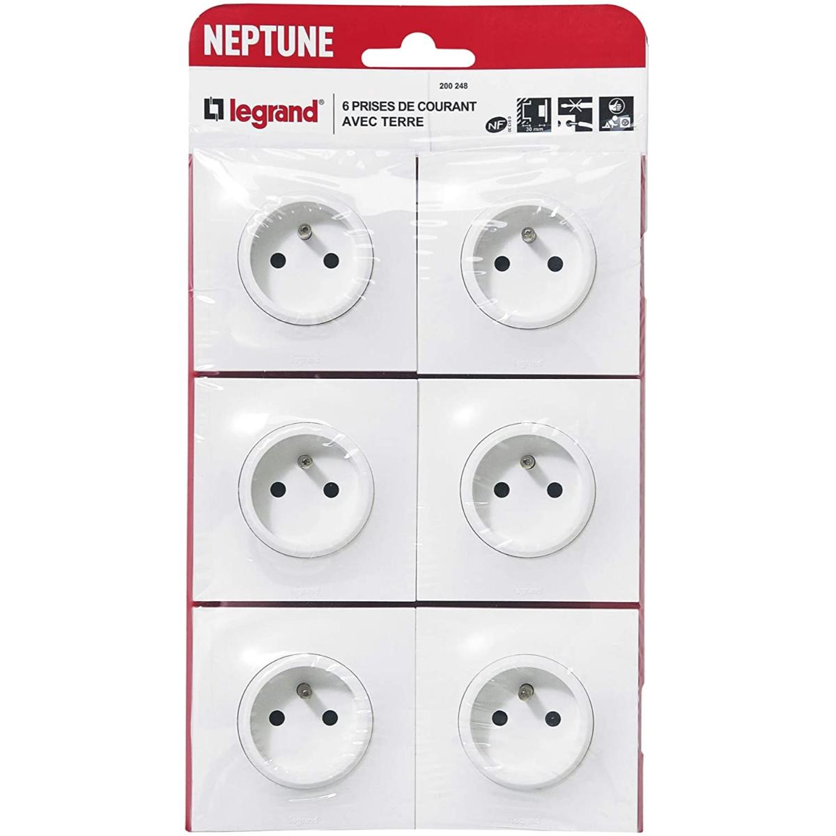 Prises de courant 2P+T 16A complet - Neptune - blanc - Legrand