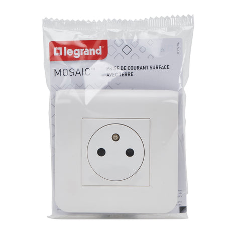 Lot de prises encastrées 2P+T 16A complet - Mosaic - blanc - Legrand