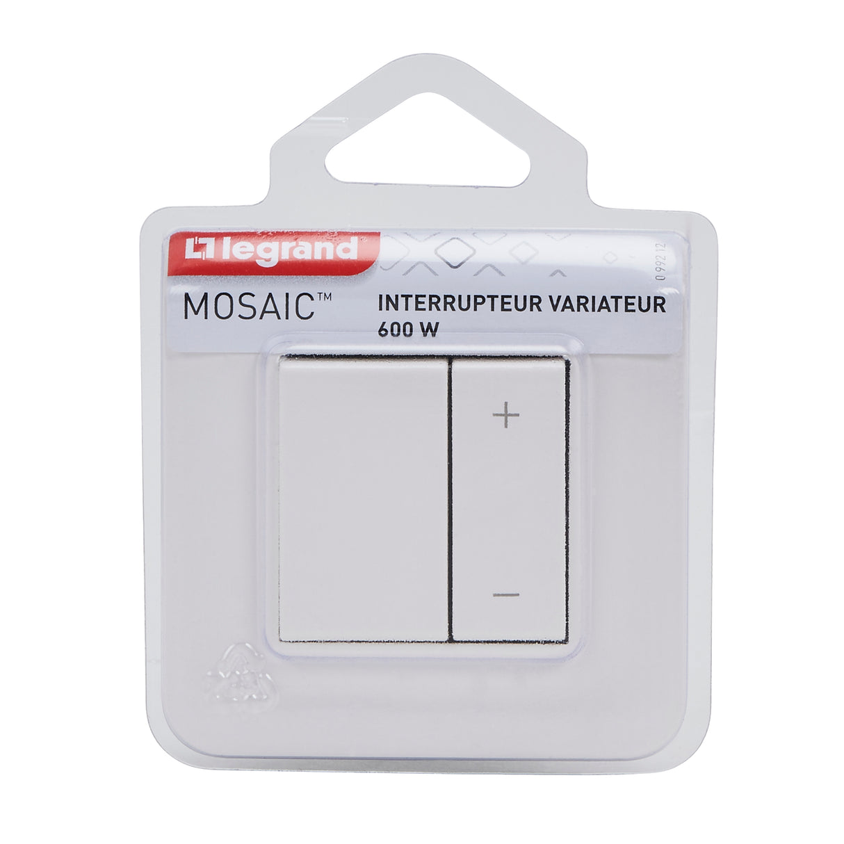 Interrupteur variateur 600W à griffes complet - Mosaic - Blanc - Legrand