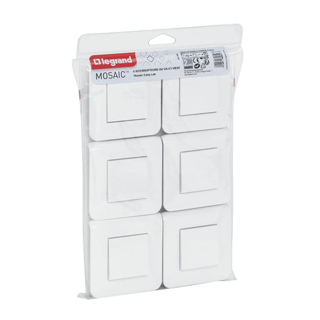 Lot interrupteurs va et vient 10A complet - Mosaic - blanc - Legrand