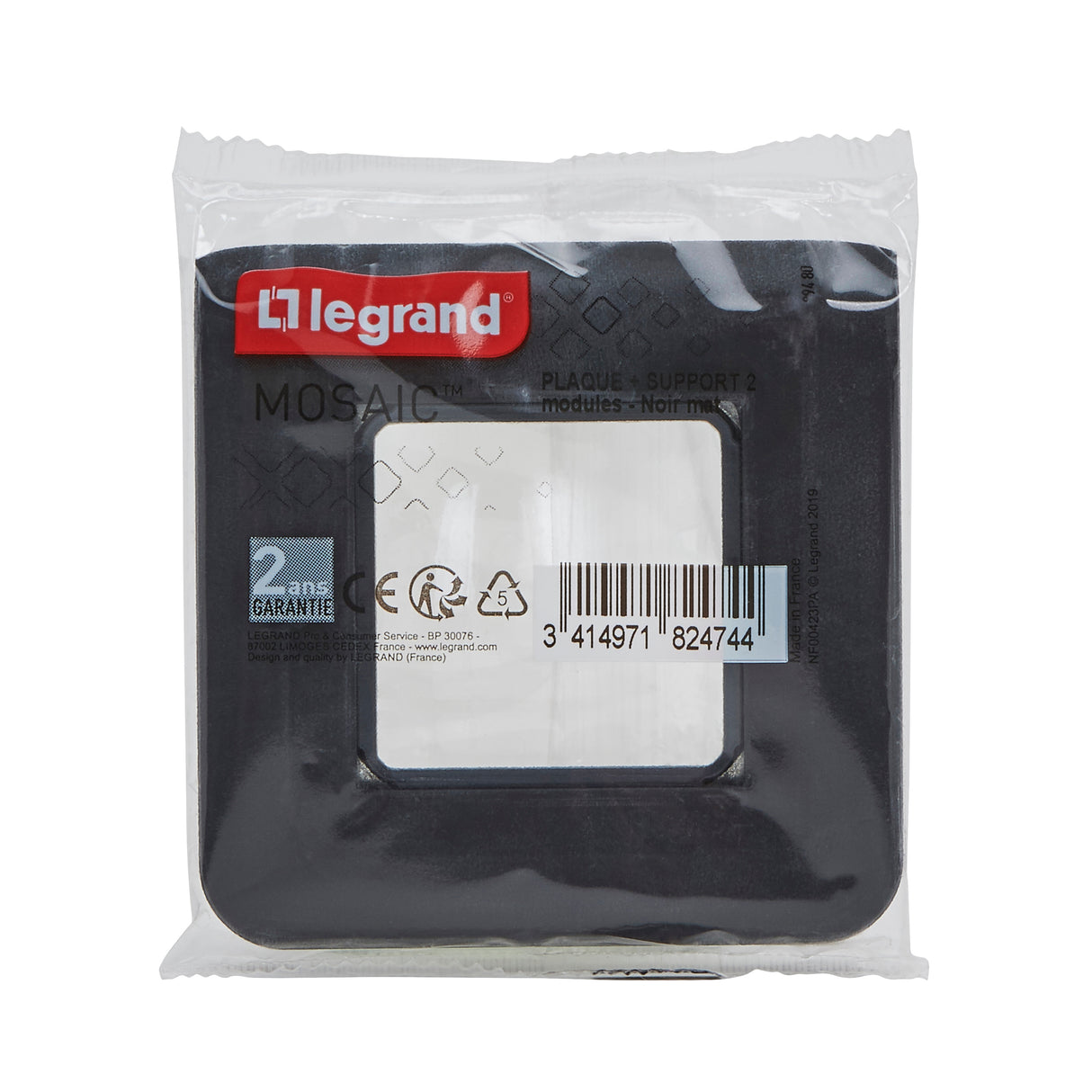 Plaque de finition avec support (vis) 2 modules - Mosaic - Legrand