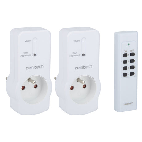 Lot de prises 10A 2P+T télécommandées - Zenitech