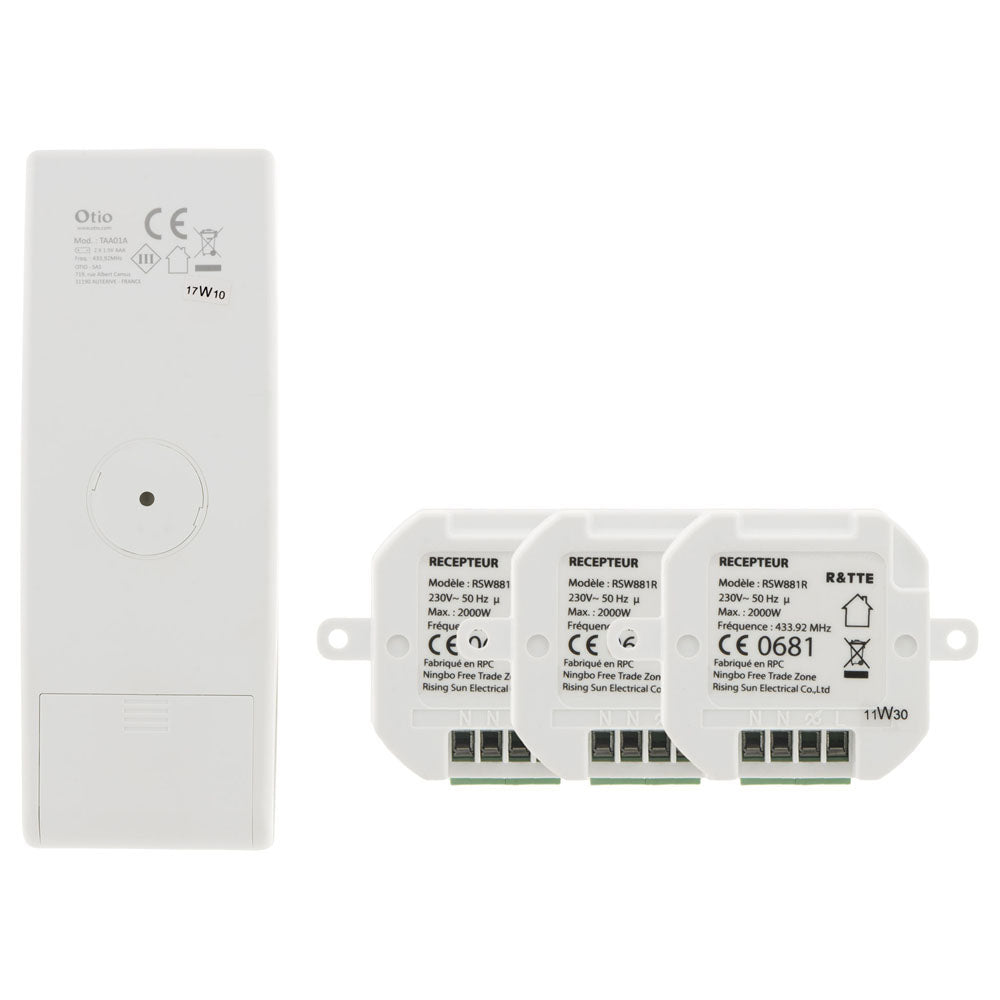 Pack chauffage connecté avec télécommande thermostat et modules de chauffage - Otio