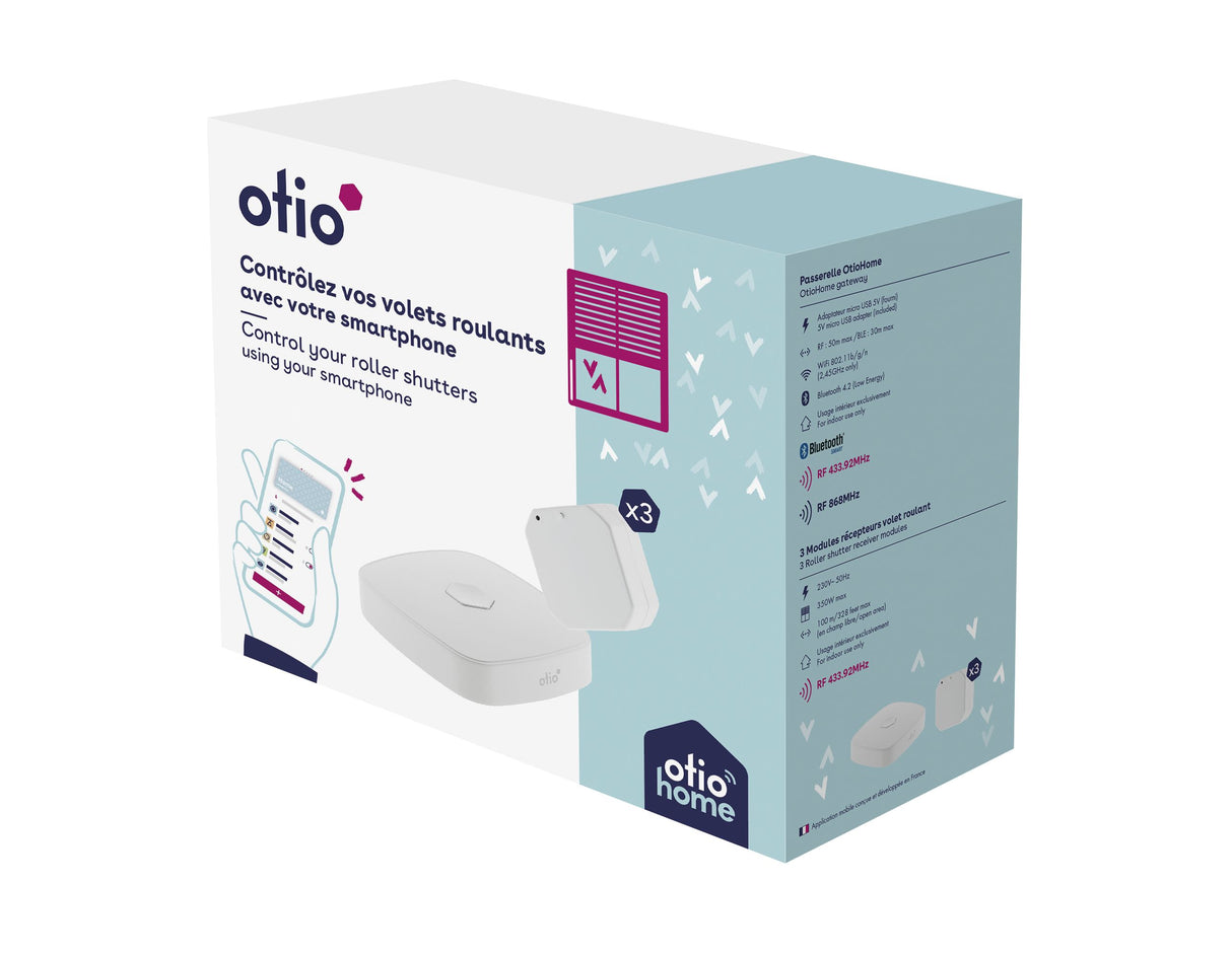 Pack volets roulants connectés (1 box + 3 modules) - Otio