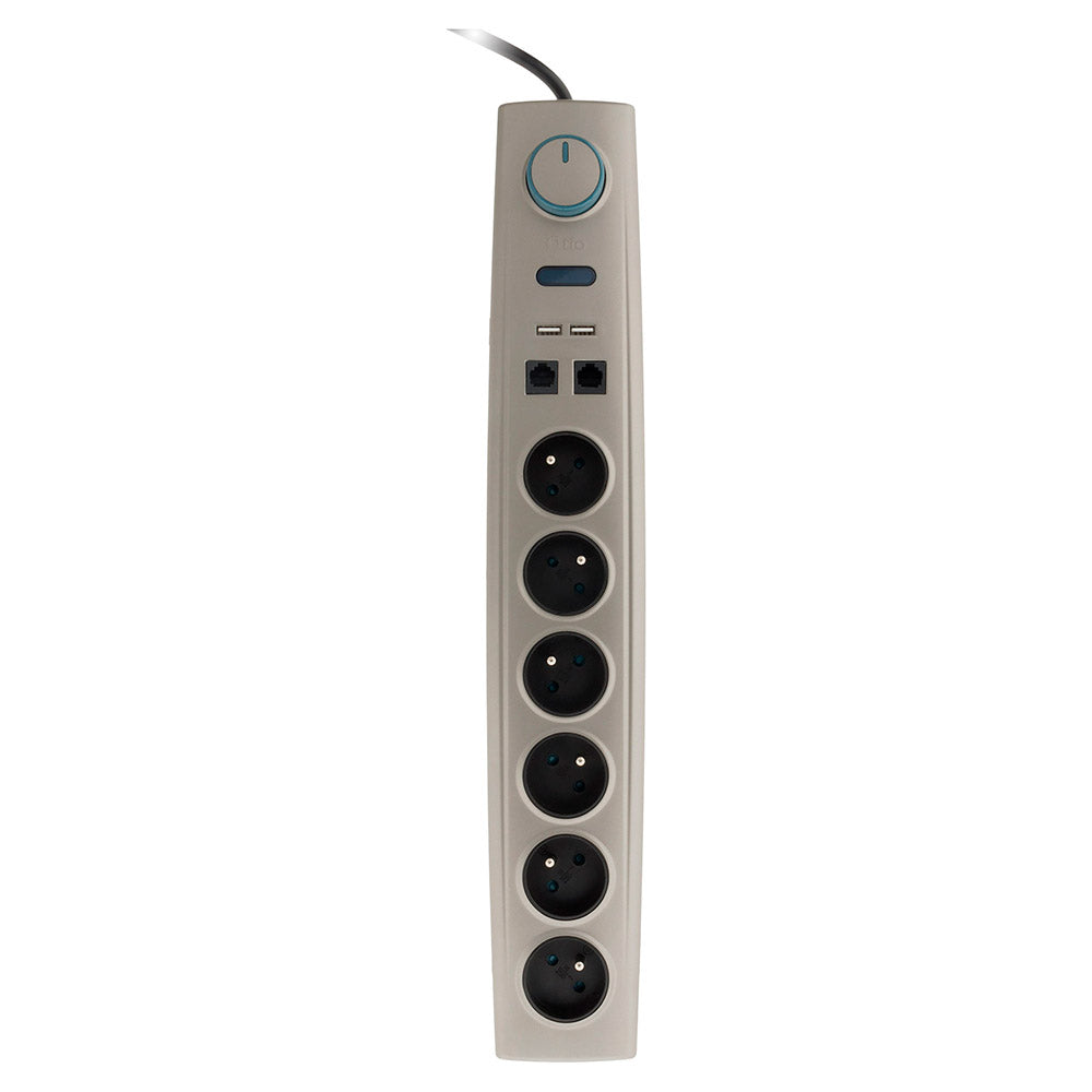 Multiprise parafoudre 6 prises 16A avec interrupteur+ USB RJ11 - Otio