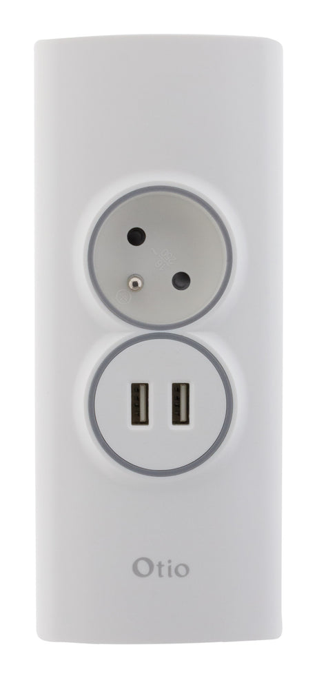 Multiprise d'angle 2P 16A + 2 USB à câbler - Blanc - Otio