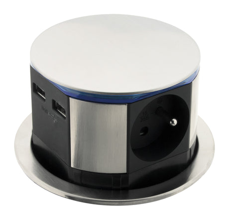 Bloc prise encastrable compacte 2P+T 16A + USB - Otio