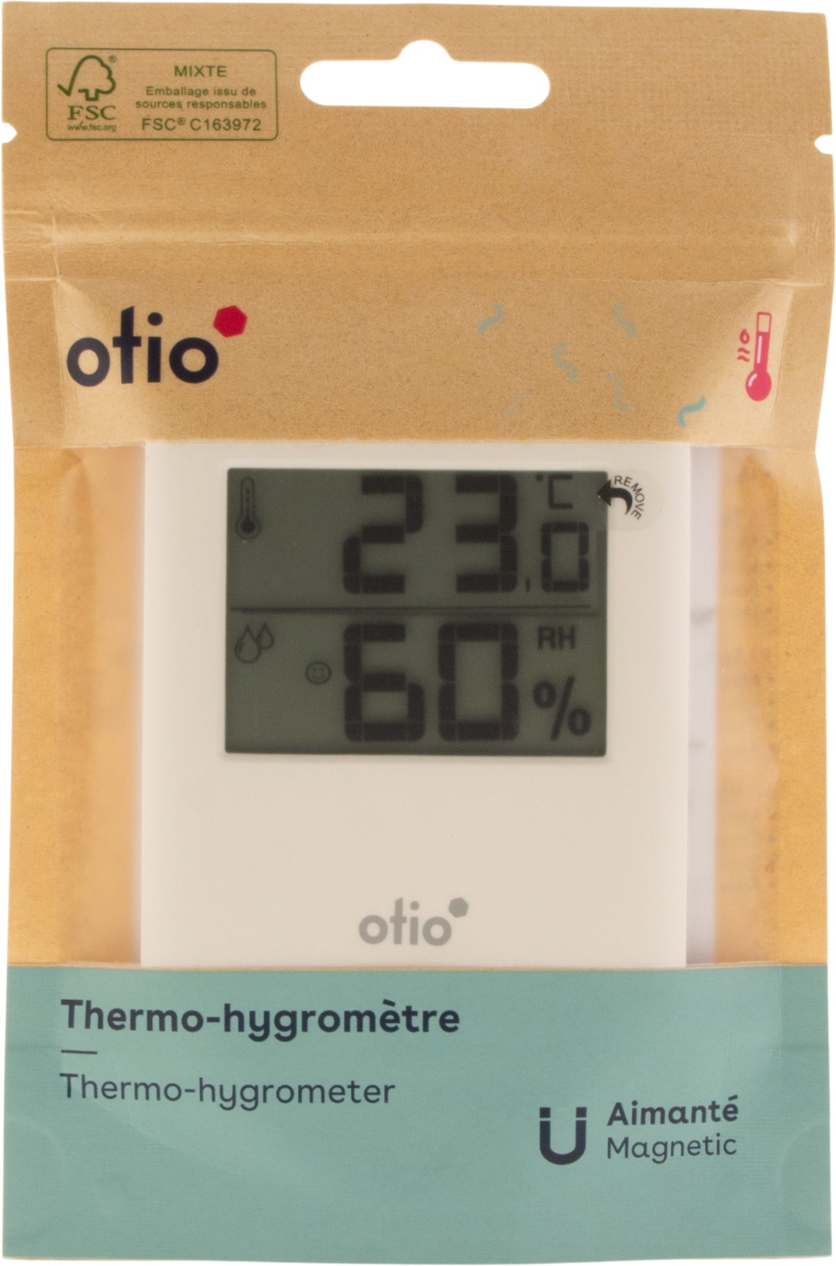 Thermomètre hygromètre magnétique - Otio