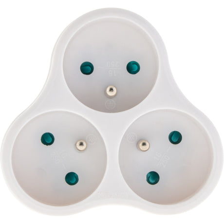 Multiprise biplite 16A façade - Blanc - Zenitech