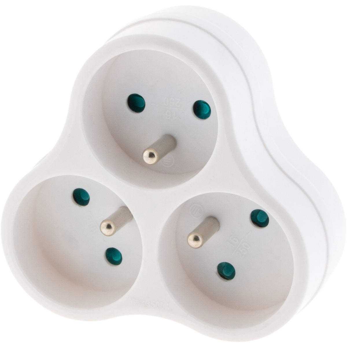 Multiprise biplite 16A façade - Blanc - Lébénoïd