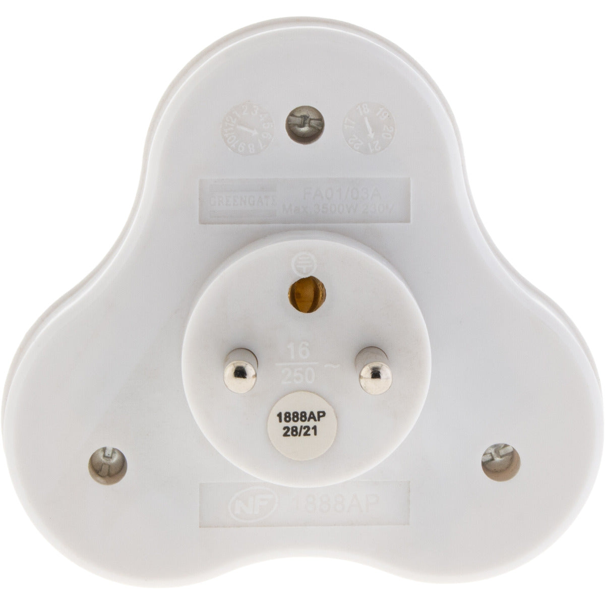 Multiprise biplite 16A façade - Blanc - Lébénoïd