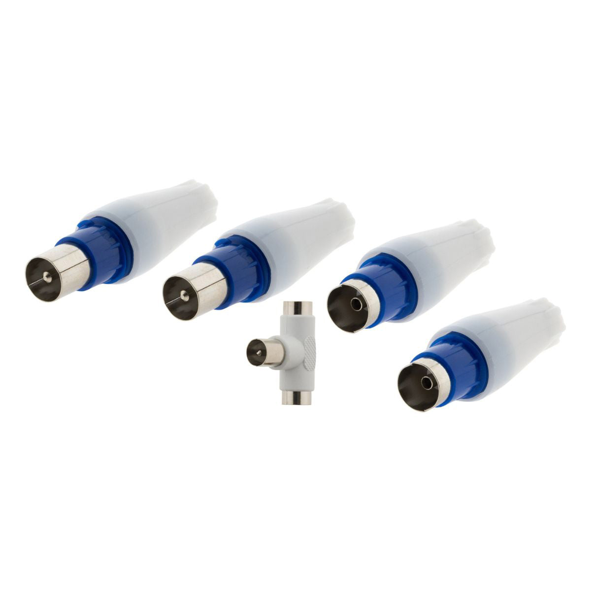 Lot de 5 fiches TV mâles + femelles + Té de dérivation Ø9,5mm - Zenitech