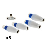 Lot de 5 fiches TV mâles + femelles + Té de dérivation Ø9,5mm - Zenitech