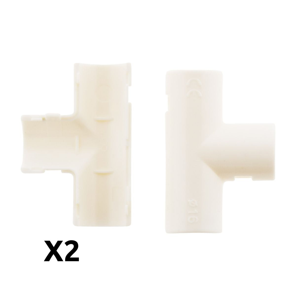 2 Tés pour conduits Ø16mm - Blanc - Zenitech