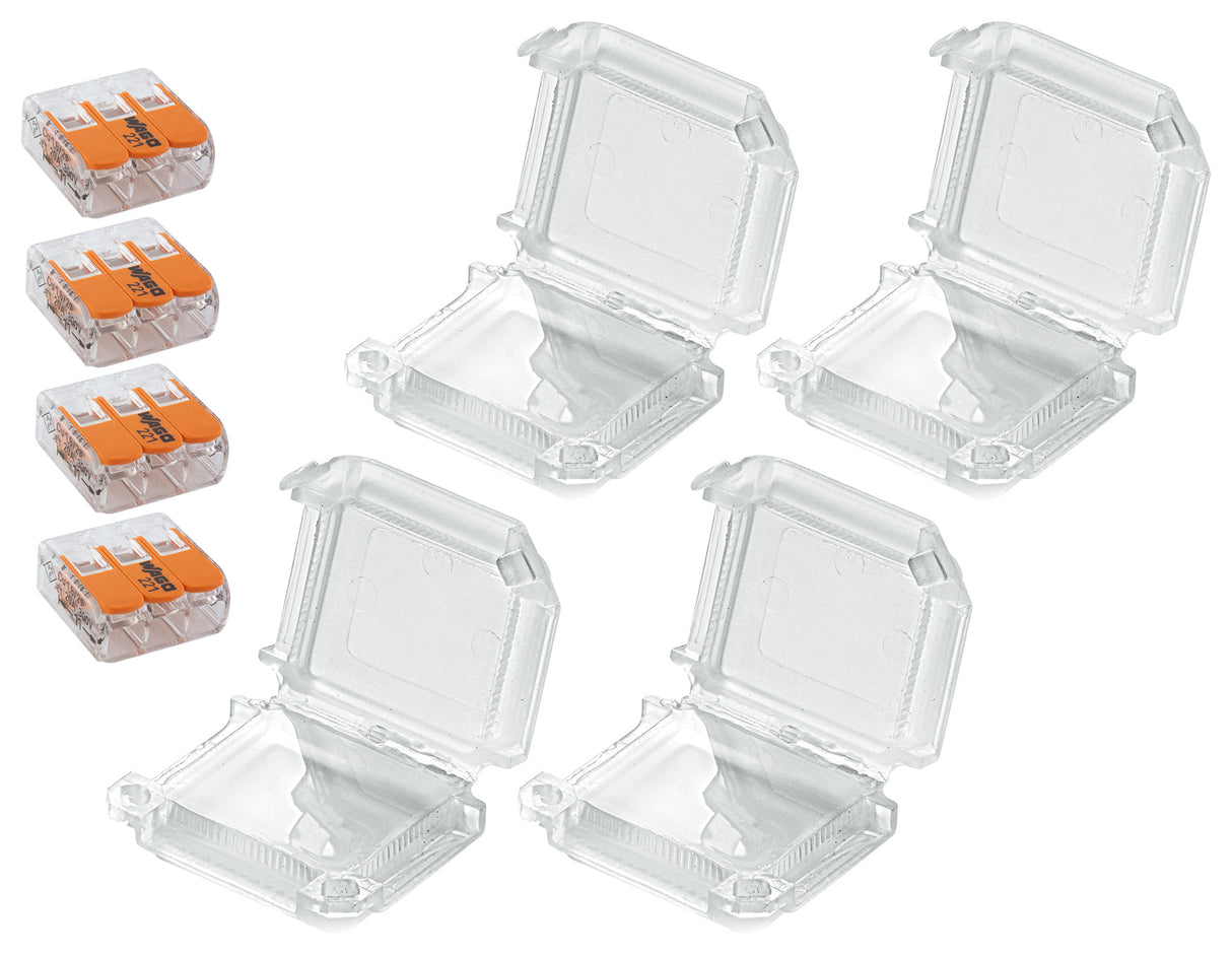 Lot de 4 boîtiers de connexion étanches IPX8 3 entrées S221 - Wago