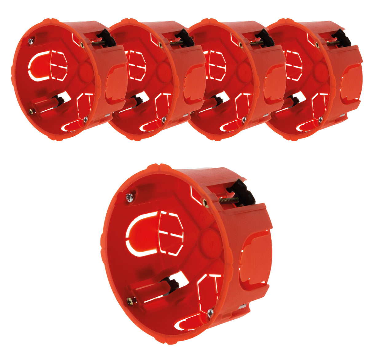 Lot de 5 boîtes placo pour appareillage vis & griffes - Ø85x40mm avec vis - Rouge - Zenitech