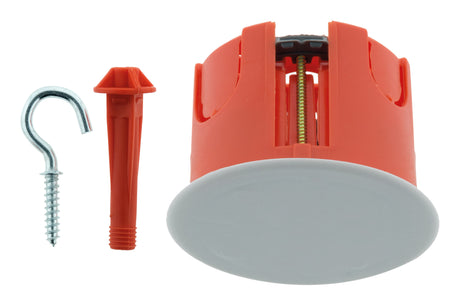 Boîte point de centre murs creux placo Ø65mm + crochet - Rouge - Zenitech