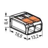 Borne de raccordement S221 Compact - Connexion rapide - 2 conducteurs avec leviers 4mm² - Orange - Wago