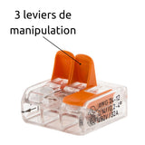 Borne de raccordement S221 - 2/3/5 conducteurs leviers 4mm² - Wago