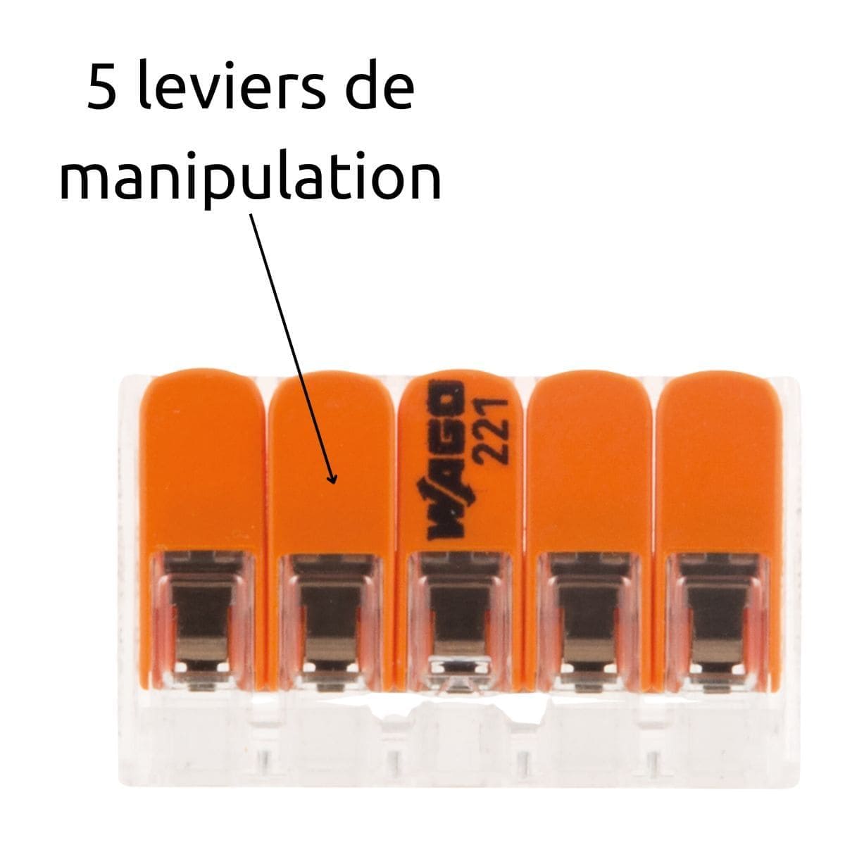 Borne de raccordement S221 - 2/3/5 conducteurs leviers 4mm² - Wago