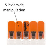 Borne de raccordement S221 - 2/3/5 conducteurs leviers 4mm² - Wago