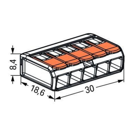 Borne de raccordement S221 - 2/3/5 conducteurs leviers 4mm² - Wago